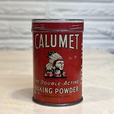 ANTIQUE Trial Sz CALUMET BAKING POWDER TIN LITHO CAN NATIVE AMERICAN Graphic VTG picture