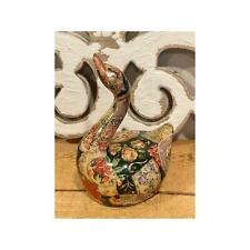 Vintage Porcelain | Decoupage Swan | Patchwork Figurine | Vintage Swan | Ceramic picture