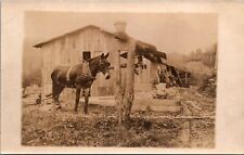 RPPC Wood Shed with Horse Turning a Mill c1910 Real Photo Postcard picture