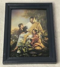 Small Framed Simon Dewey Litho Print Framed Jesus With Little Children Religious picture