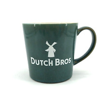 Dutch Bros Green Pottery and White Windmill Coffee Mug Larger Style 16 Oz picture