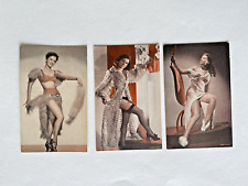 3 LOT Antique Vintage PIN UP GIRLS Burlesque QUEENs Postcard Trade Arcade Cards picture
