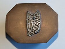 vintage Collectable brass OWL octagonal hinged box trinket box boho  India picture