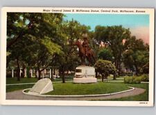 c1940 Major General James McPherson Statue Central Park Kansas KS Postcard picture