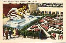 C.1930s New York City Rockefeller Plaza Prometheus Statue Fountain Postcard 91 picture
