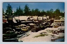 Big Bear Lake CA-California, Winter Snowy Main Street, Vintage c1950 Postcard picture