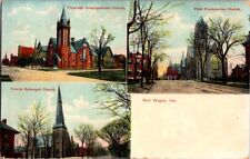 Vintage Multi-View Postcard Churches of Fort Wayne IN Indiana 1908         F-465 picture