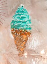 BUY ONE GET ONE FREE - Blue Ice Cream Cone Glass Christmas Ornament - BRAND NEW picture