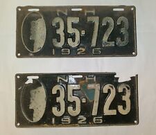 MATCHED PAIR 1926 Old Man of the Mountain New Hampshire License Plates #35-723 picture