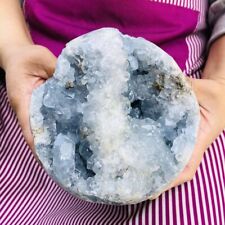 6.77LB Natural Beautiful Blue Celestite Crystal Geode Cave Mineral Specimen 638 picture
