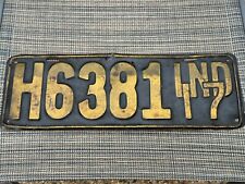 1917  INDIANA  License Plate ** WW I ERA RELIC * Model A * 107 Yrs Old picture