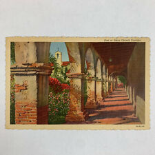 Postcard California San Juan Capistrano CA East Serra Church Mission 1940s Linen picture
