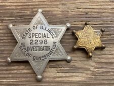 Vintage Obsolete Illinois Conservation Police Badge Lot Game Warden Investigator picture