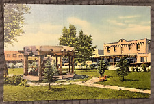 Antique Linen Postcard - The Plaza, Taos, New Mexico - Spanish & Mexican History picture