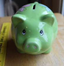 Green Ceramic Pig Piggy Bank with Butterflies - 6