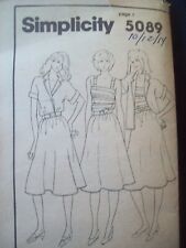 Vintage Simplicity Pattern 5089 Skirt Jacket Sun Top Sizes 10-12-14 Uncut NOS  picture