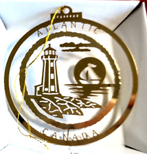 Nations Treasures? Genuine 14K Gold Finish Brass Atlantic Canada Lighthouse Boat picture