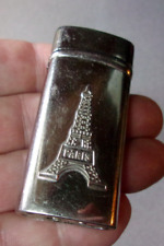Vintage Engraved Metal Eiffel Tower Paris BUTANE CIGARETTE CIGAR TORCH LIGHTER picture