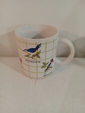 Vintage Coffee Mug - MCM Birds Grid Lark Owl Yellow White - Tea Collectable Art  picture