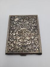 Vintage 800 Silver Italian Floral Swirl Engraved Cigarette Case 93g picture