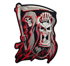 Satan Skull Reaper Lamp Embroidery Iron on Patches Large Back Badge Biker Jacket picture