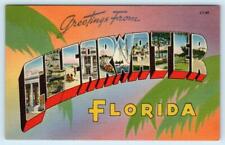 CLEARWATER, FL Florida ~LARGE LETTER LINEN c1950s Pinellas County  Postcard picture