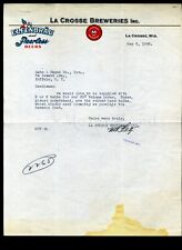 La Crosse Breweries Inc. La Crosse WI ELFENBRAU Corporate Letter Head 1936 picture