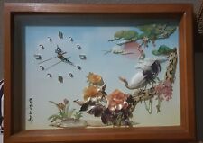 Vintage Oriental shadow box Beautiful Shell Art Picture and Clock picture