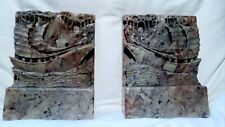 Vintage Matching Pair Chinese Soapstone Hand Carved Ship/Junk (Boat)  Bookends picture