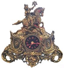 Vintage Heavy Large Brass Mantel Clock Ornate Working picture