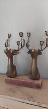 2 Fabulous Brass Reindeer Wall Candlesticks Vintage beautiful charm picture