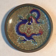 Antique VTG Chinese Cloisonne Dragon Dish 3.75” picture