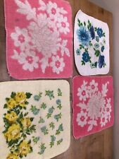 Lot of 4 Vintage Cannon Fieldcrest Bath Washcloths Pink Yellow Floral Used picture