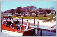 Fort Walton Florida Gulf View Hotel & Cottages Boat Dock Chrome Postcard picture