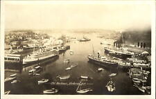 Steamships in Harbour ~ Vancouver BC British Columbia Canada ~ aerial real photo picture