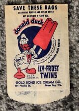 Donald Duck Bag Snack Ice Cream ICY-FROST Twins Popsicle 1940s Vintage Disney picture