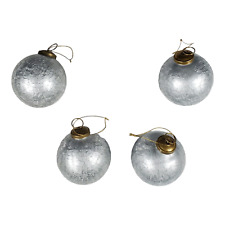Christmas Tree Ornaments Lot of 4 Textured Glass Balls Silver Holiday Decor picture