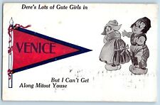Venice California CA Postcard Dere's Lots Of Gute Girls 1913 Dutch Couple Scene picture