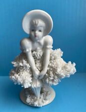 Vintage porcelain German figurine little girl wearing a dress with an umbrella picture