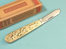 ROUGH RYDER RR1457 Cowboy brass folding pocket knife 3 1/2