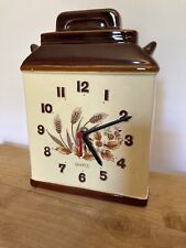 Sears & Roebuck 1976 Ceramic Glazed Clock Japan Vintage Retro Floral Brown WORKS picture