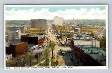 Flint MI-Michigan, Birds Eye View South Saginaw Street, Antique Vintage Postcard picture