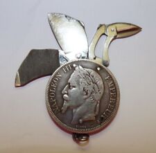 VINTAGE ELOI PERNET FRANCE 1867 SILVER COIN POCKET KNIFE picture