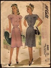 Vintage 1946 McCall's 6469 Misses' Dress 2 Skirt styles Button front Bust 30 picture