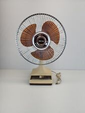 VTG Galaxy 12” Oscillating Electric Fan 80s Amber Acrylic 3 Blades 3 Speed Cream picture