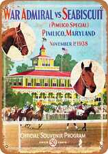 Metal Sign - 1938 Seabiscuit at Pimlico Horse Race - Vintage Look Reproduction picture