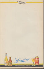 Yuengling's Better Beer Since 1929 Menu Sheet blank Pottsville PA 1950s picture