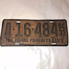 License Plate Tag 1933 The Iodine Products State South Caroline SC Rusty Rustic picture