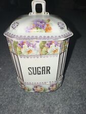 Vintage Czechoslovakian Ceramic Oatmeal Sugar Floral Kareg RARE Design picture