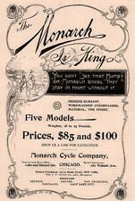 1890 's  Monarch Cycle Co Bicycle Hump on Riders Elegant Design Print Ad picture